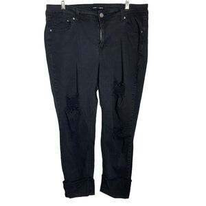 Almost Famous Jeans Womens Size 18 Distressed Black Cuffed